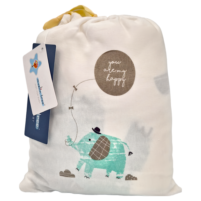 MUSLIN TREE 棉布樹 北歐純棉新生兒床包, 大象 白色, 1件