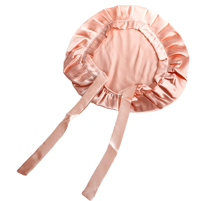 BIOAM 佰歐安 天然蠶絲大尺寸舒眠護髮帽 防靜電護髮睡眠 玫瑰金綁帶款