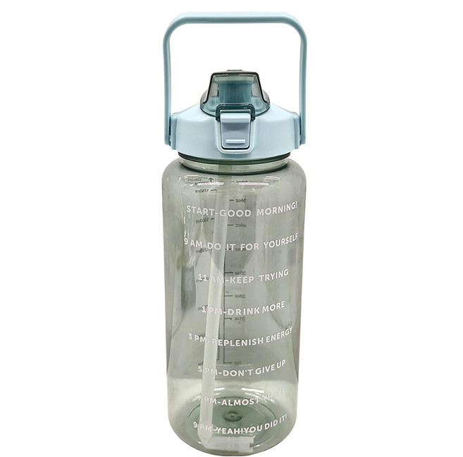 QiMart 超大容量 手提吸管大水壺, 湖水綠, 2L, 1個