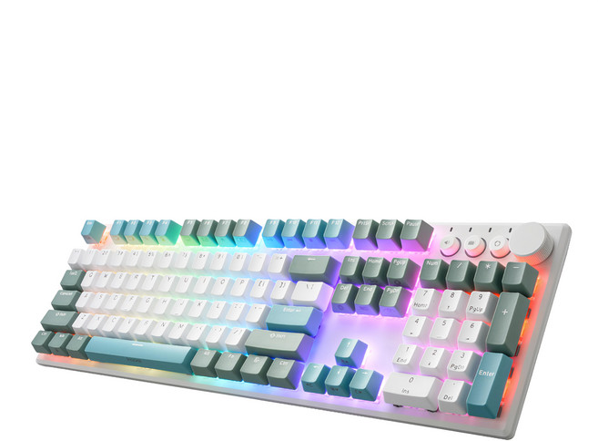 irocks 艾芮克 無線機械式鍵盤 原廠保固, IRK74R, 白綠藍, Gateron茶軸