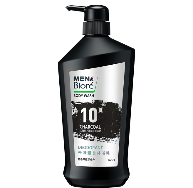 MEN's Biore 台灣公司貨 10倍炭男性專用 去味體香沐浴乳, 750g, 1瓶