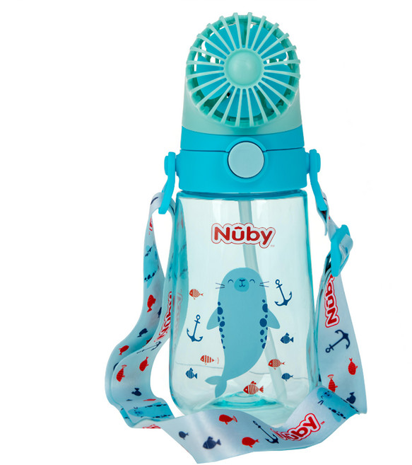 Nuby 風扇涼涼晶透杯, 560ml, 1個, 藍色