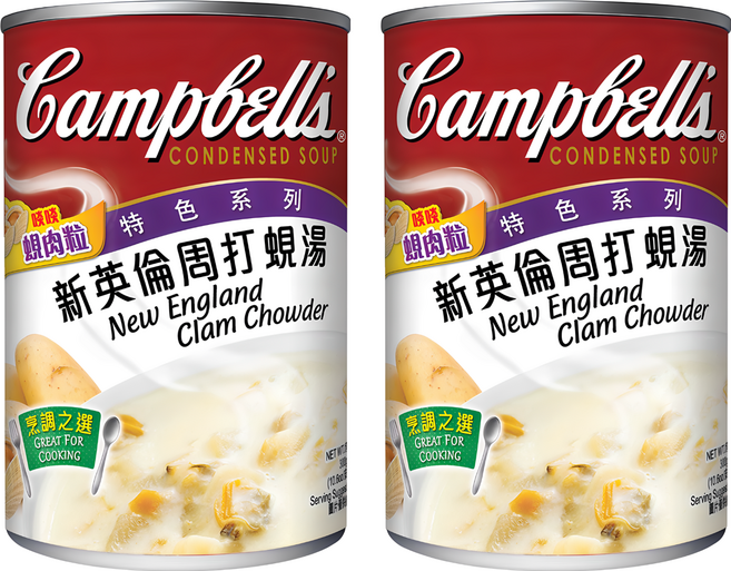 Campbell's 金寶湯 新英倫蛤蠣濃湯 美式原裝進口 味道鮮甜 搭配純濃奶油 香純濃稠, 300g, 2罐