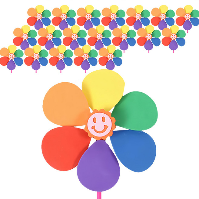 Minhwashop EVA 圓形花朵風車 DIY材料包 20入組, 多色, 20套