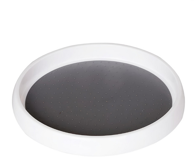 Winprice 多功能圓形旋轉托盤 PP塑料 TPR熱塑性彈性體 耐熱100°C, 白色 + 黑色, 1個