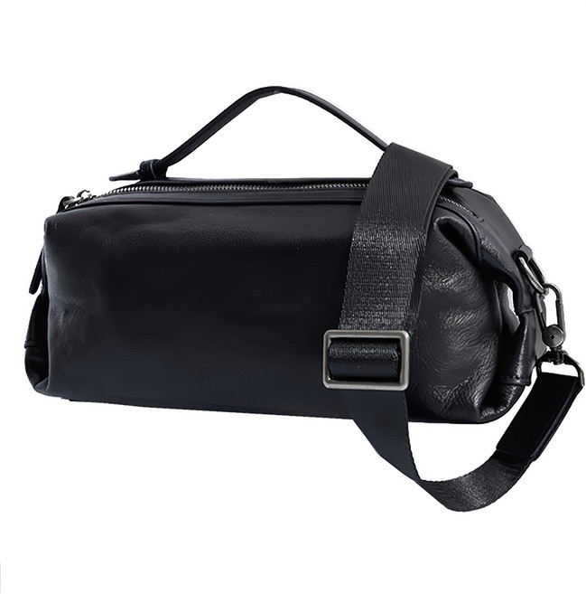 LIKEHOUSE 真皮頭層植鞣牛皮男士肩背包/斜背包/男包 LB1059 黑色 質感細膩, 1個