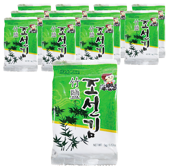 海樂多 韓味不二 便當用海苔 竹鹽, 5g, 12包
