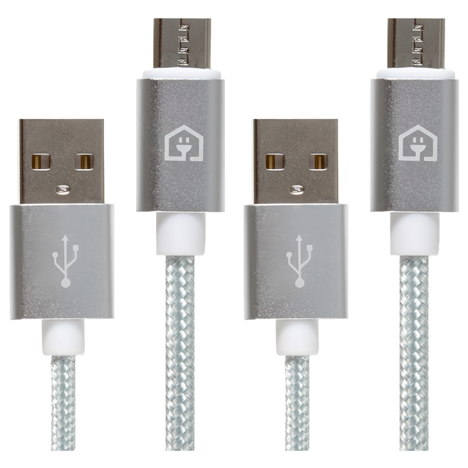 Home Planet Type-C 編織快充線, 1.5m, 銀色, 2條