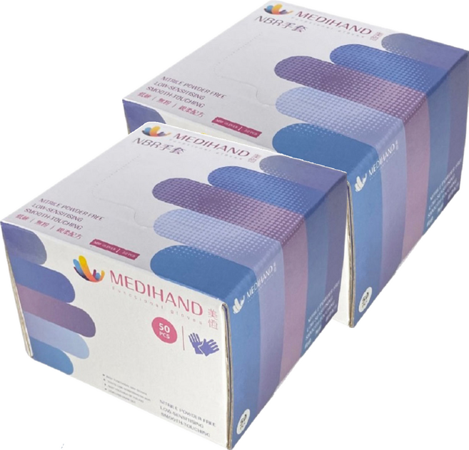 MEDIHAND 美恆 NBR 手套 薄款 50個, 藍紫色, XS, 2盒
