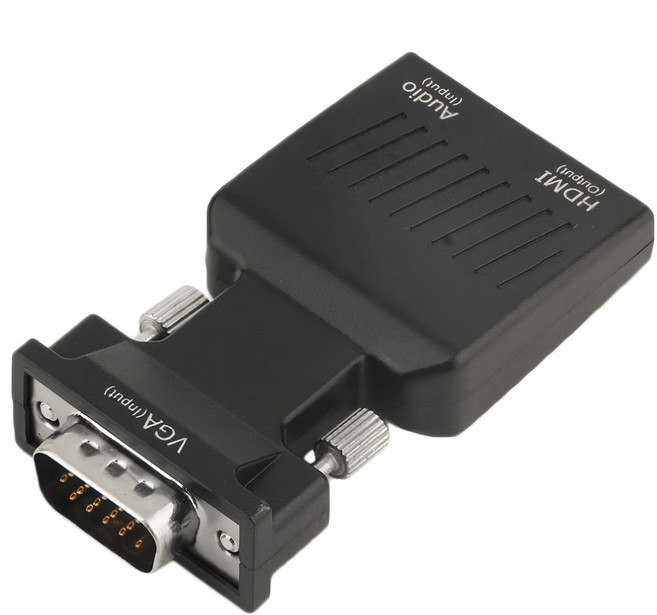 i-gota 愛購它 VGA-HDMI影音轉接器 VGA公轉HDMI母 支援電腦音效輸出到電視 畫面最高1080P 內附3.5mm音源線&USB線, 50cm, 黑色, 1個