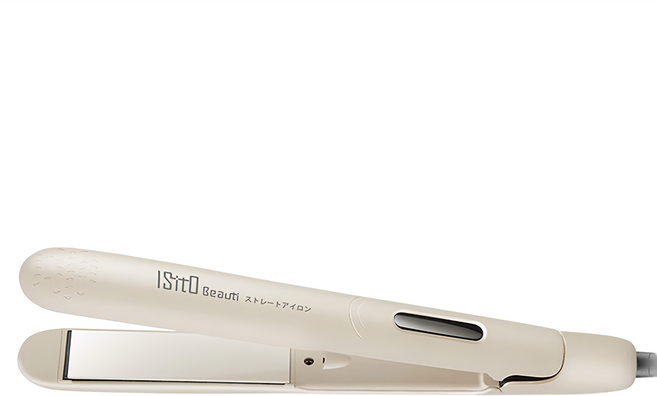 ISitO 負離子陶瓷直髮夾 30分鐘後自動斷電 電線可360度旋轉 110-240V全球通用電壓 角蛋白與摩洛哥堅果油陶瓷釉面板, 米色, IS-23E08DH