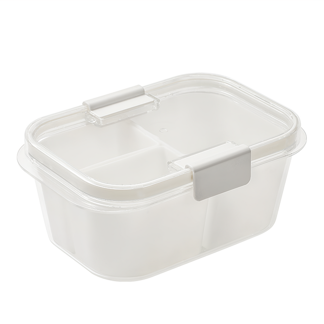 imakara 伊瑪卡拉 分格水果保鮮盒 S-7167 中號 13 x 18.5 x 8.9cm 白色 800ml, 1個, 1個
