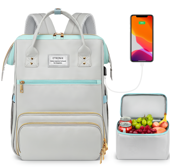 [Etronik]대용량 백팩 출퇴근용 도시락수납 노트북수납 USB 충전 슬롯 가방 운동용 여행용 다용도 가방