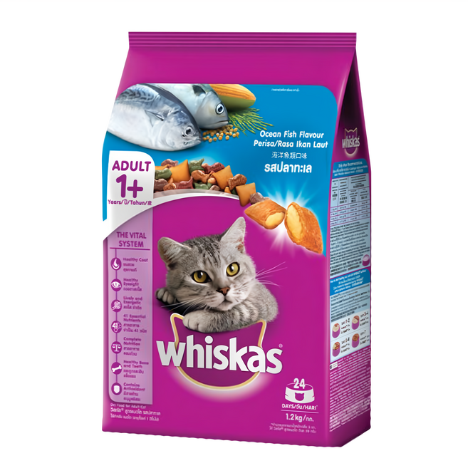 whiskas 偉嘉 成貓 乾飼料, 海洋魚類口味, 1.2kg, 1袋