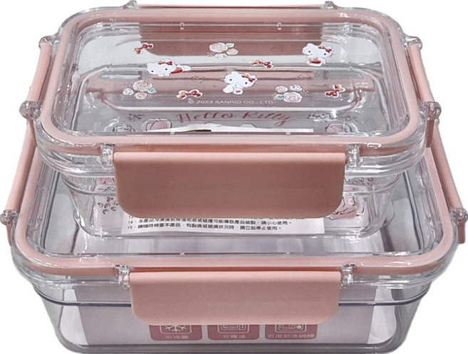 Hello Kitty 凱蒂貓 TRITAN 密封保鮮盒二件組, 1組, 2個容器 + 2個蓋子