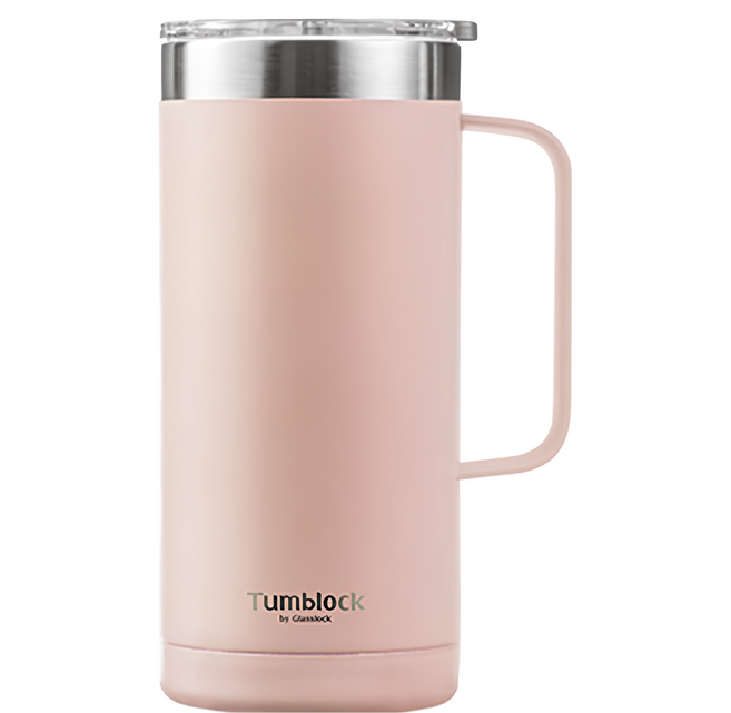 Glasslock 格拉氏洛克 Tumblock 不鏽鋼把手隨行杯, 粉色, 1個