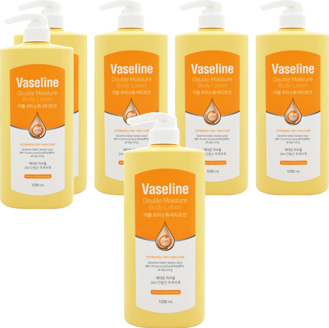 Vaseline 凡士林 24小時高保濕雙倍滋潤身體乳, 1L, 6瓶