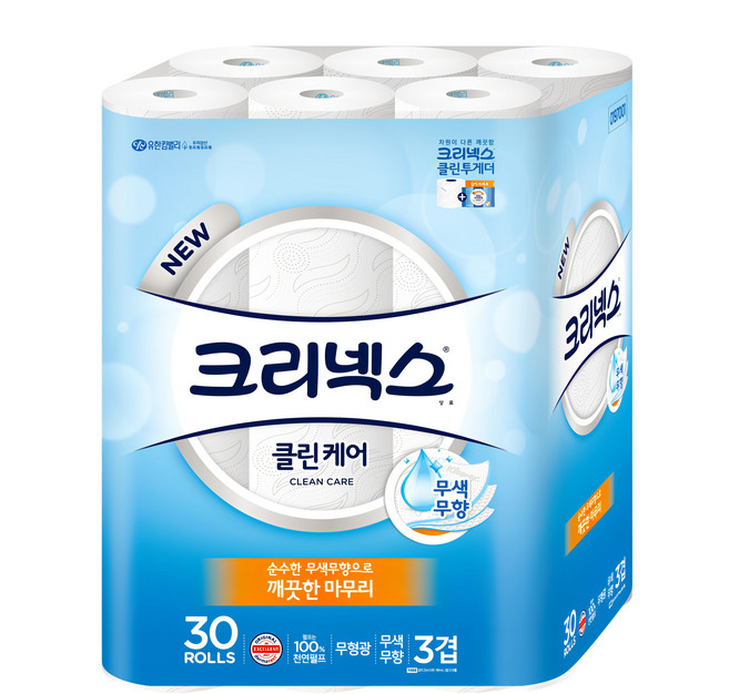 Kleenex 3層天然紙漿清潔護理衛生紙, 25m, 30捲, 1袋
