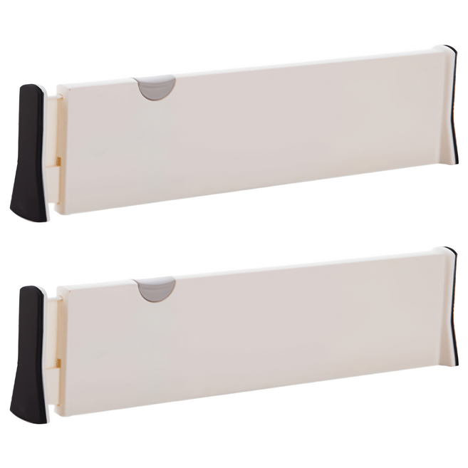 輝鴻 伸縮式抽屜多功能隔板 長款, 白色/黑色, 2個