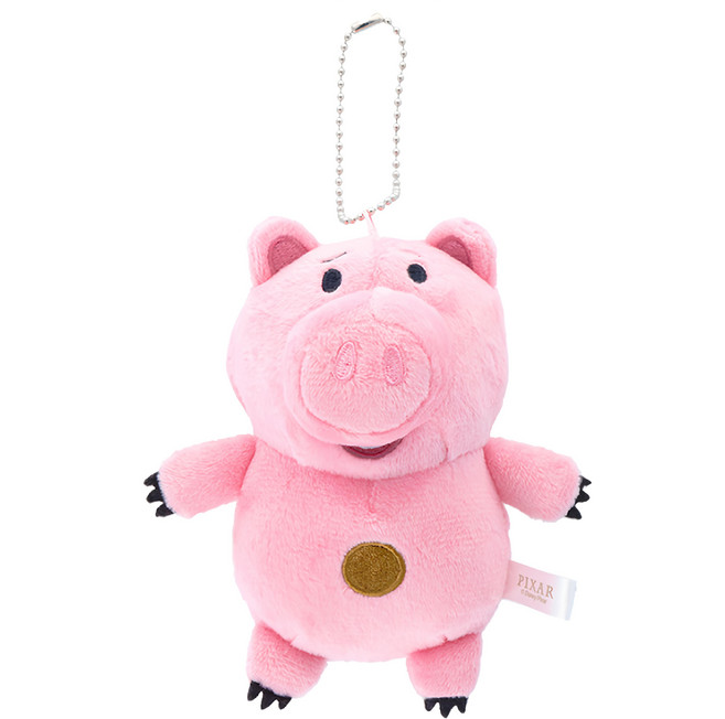 sun-star 柔軟毛絨鑰匙圈 14cm 可愛造型, 玩具總動員火腿豬 粉色, 1個