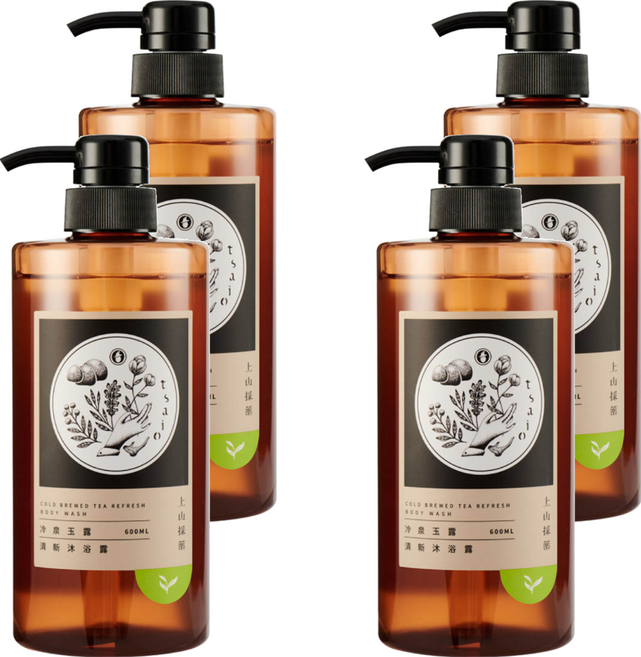 tsaio 上山採藥 冷泉玉露清新沐浴露, 600ml, 4瓶