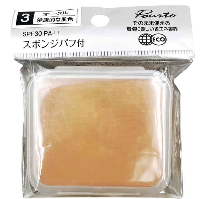 POURtO A 遮瑕保濕粉凝霜 SPF30 PA++ 3號 含粉撲, 健康膚色, 11g, 1個