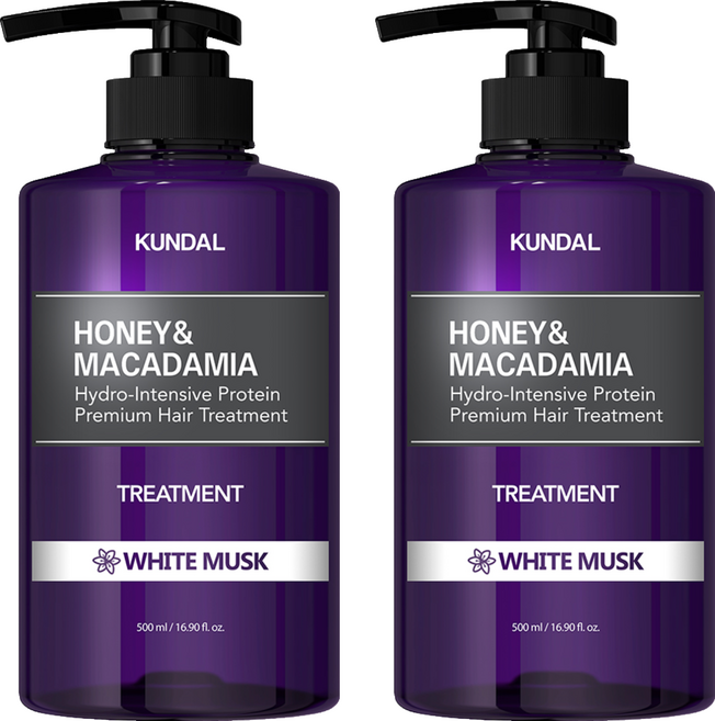 KUNDAL 昆黛爾 蜂蜜澳洲堅果保濕護髮乳 White Musk, 500ml, 2瓶