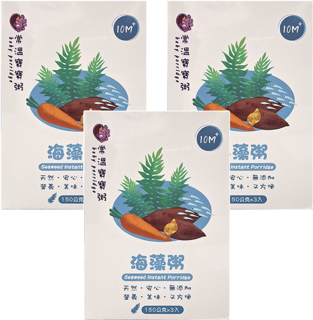 鈞媽御食堂 常溫寶寶粥 海藻粥 10個月以上 3包, 3盒, 150g