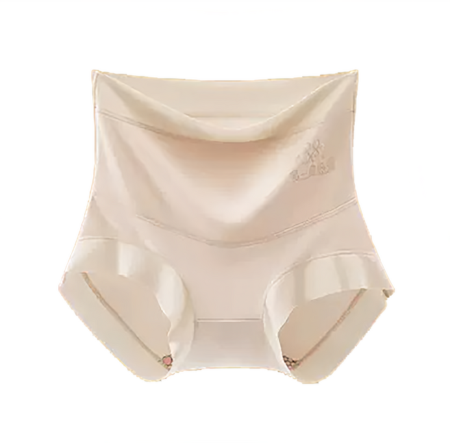 高腰純棉加絨加厚暖宮蠶絲 抗菌內褲, 淺膚色