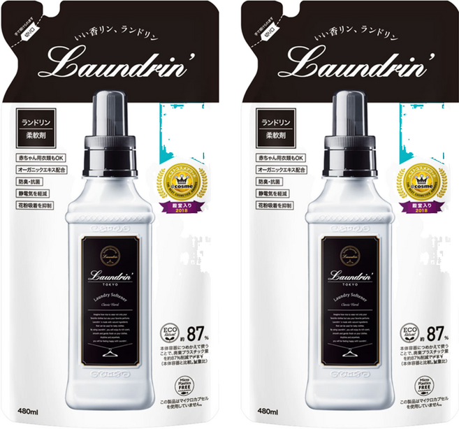 Laundrin' 朗德林 香水柔軟精補充包 經典花香, 480ml, 2包