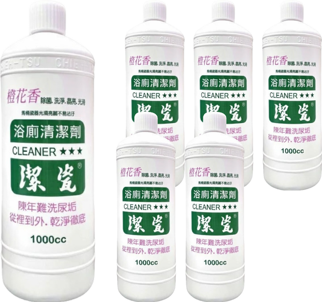 潔瓷 浴廁清潔劑 橙花香, 6瓶, 1L
