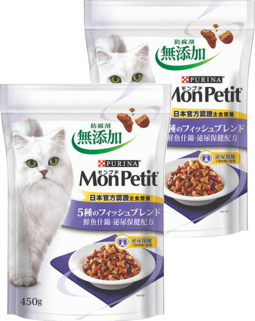 MonPetit 貓倍麗 成貓用鮮魚什錦泌尿保健乾糧, 泌尿系統/腎臟護理, 450g, 2包
