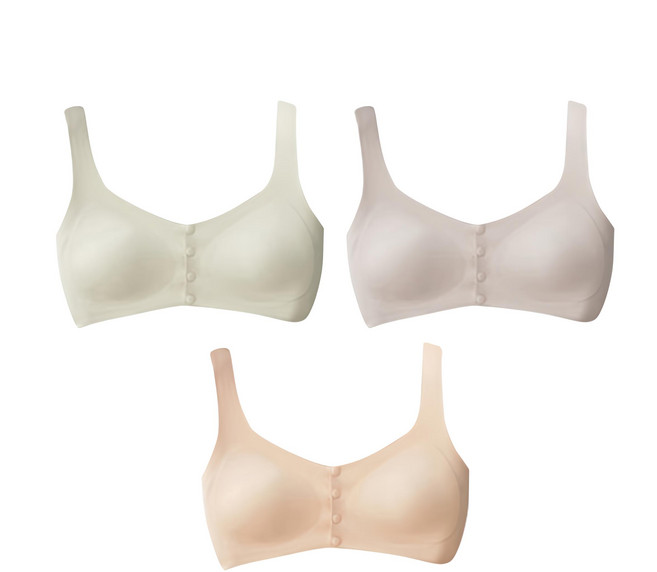 香草甜心 前開式涼感無痕親膚萊卡無鋼圈背心哺乳內衣3件組 - 彈性佳 不變形 柔軟材質 輕鬆托提