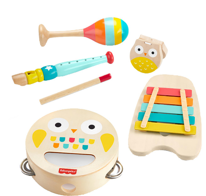 Fisher-Price 費雪 木製5合1樂器組 2歲以上兒童適用 多色, 樂器組 多色, 1組