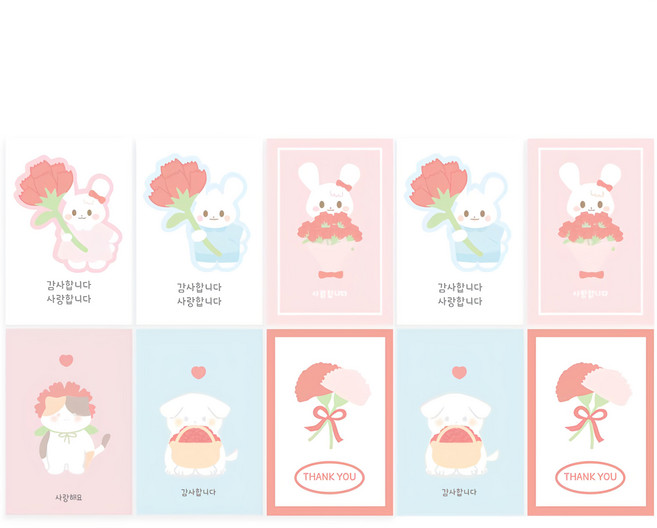 Donna&deco 康乃馨感謝卡片組, 1組, 顏色隨機