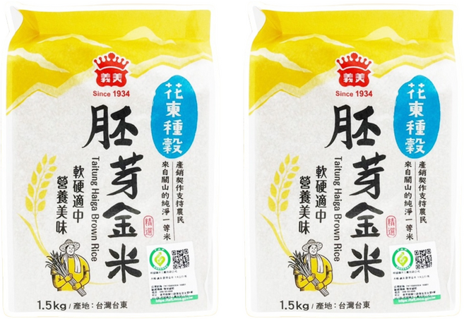 義美 花東種穀米胚芽金米, 1.5kg, 2包