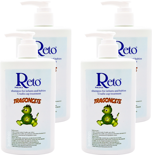 Reto 嬰幼兒油垢頭皮洗髮精 押頭版 pH5.5-6.5, 250ml, 4瓶