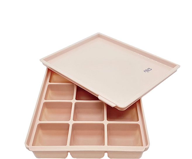 tgm 白金矽膠馬卡龍副食品分裝盒12格 冷凍冷藏保鮮 方便保存, 300ml, 草莓粉, 1個