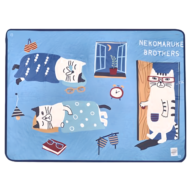 kUSUgURU JAPAN 日本眼鏡貓 NEKOMARUKE 貓丸系列 薄毯/膝蓋毯