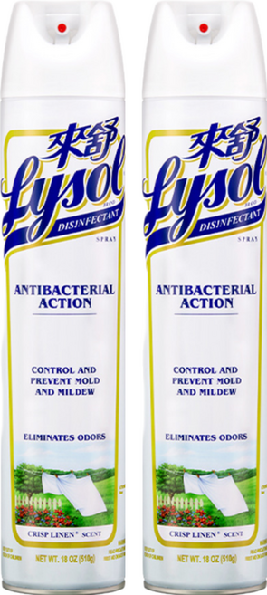 Lysol 來舒 噴霧抗菌清潔劑 清爽亞麻, 510g, 2瓶