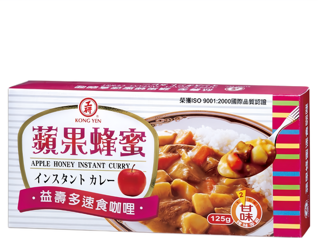 KONG YEN 工研 益壽多咖哩 蘋果蜂蜜, 125g, 1盒