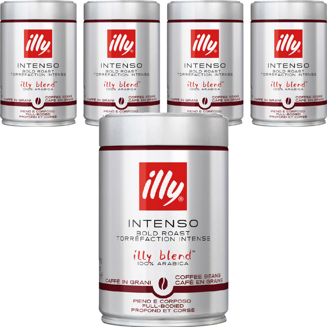 illy 意利咖啡 深培咖啡豆 全豆 無研磨, 全豆(無研磨), 250g, 5罐