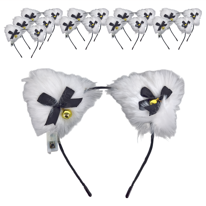 狐狸蝴蝶結髮箍 10個一套 毛絨+電子元件, 蝴蝶結 暖光, 1包