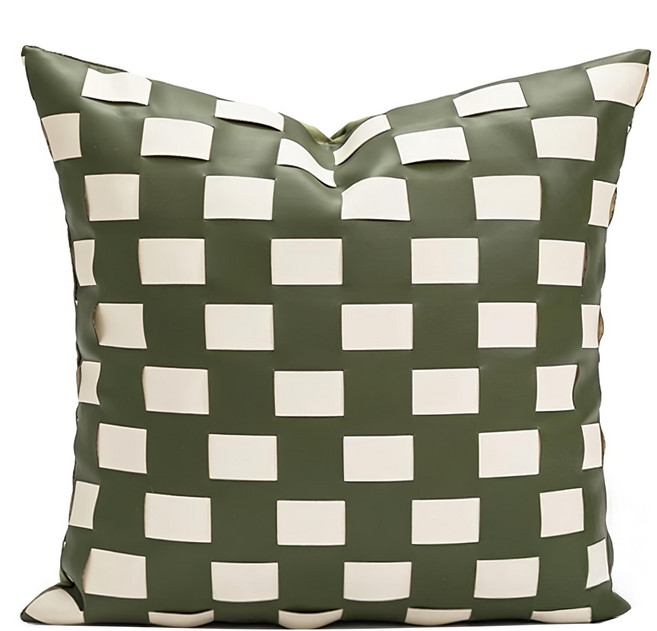 KUIBAO 快豹生活 Eii低調輕奢抱枕 麻將綠白 PU皮 僅皮套