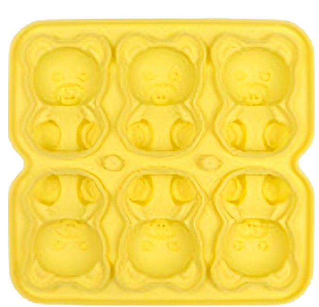 SUNORO 小熊造型冰塊模具/創意3D立體製冰盒 6格, 黃色, 1個