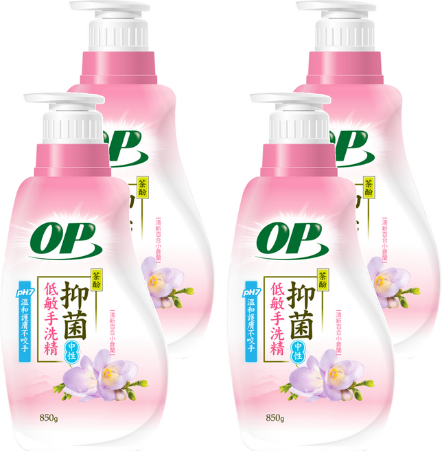 OP 茶酚低敏抑菌手洗精, 850g, 4瓶