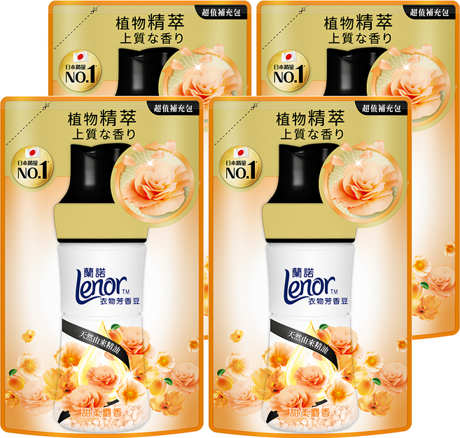 Lenor 蘭諾 衣物芳香豆 甜柔麝香 補充包, 4包, 440ml