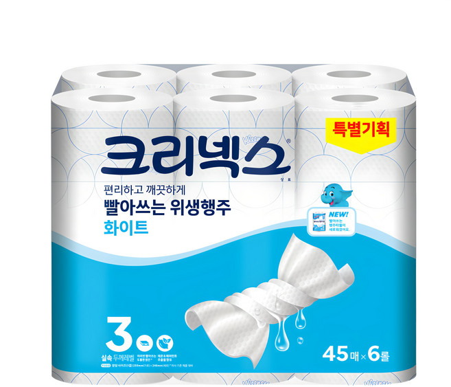 Kleenex 舒潔 可水洗衛生廚房紙巾 白色, 6捲, 1袋