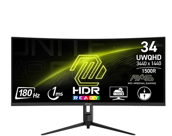 MSI 微星 曲面電競螢幕 180Hz VA UWQHD 1ms HDR 1500R, MAG 342CQR E2, 34吋, 1台
