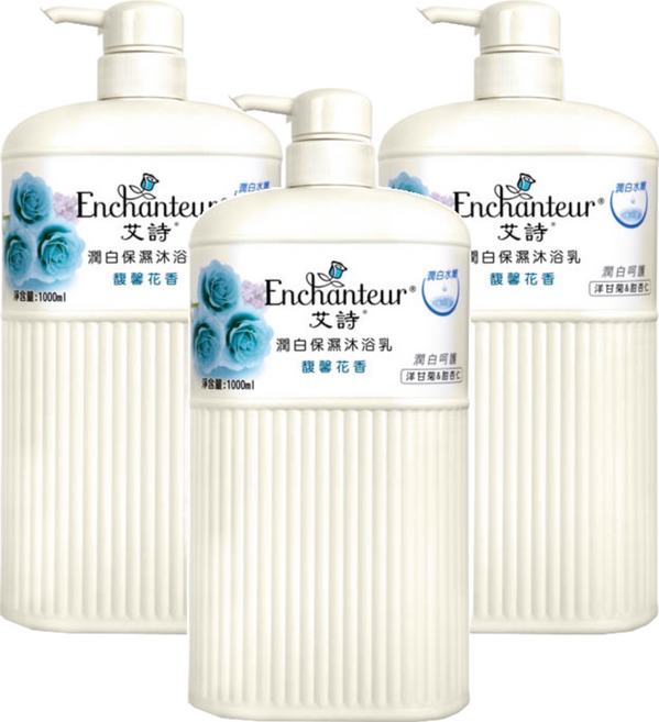 Enchanteur 艾詩 潤白保濕沐浴乳 馥馨花香, 1L, 3瓶